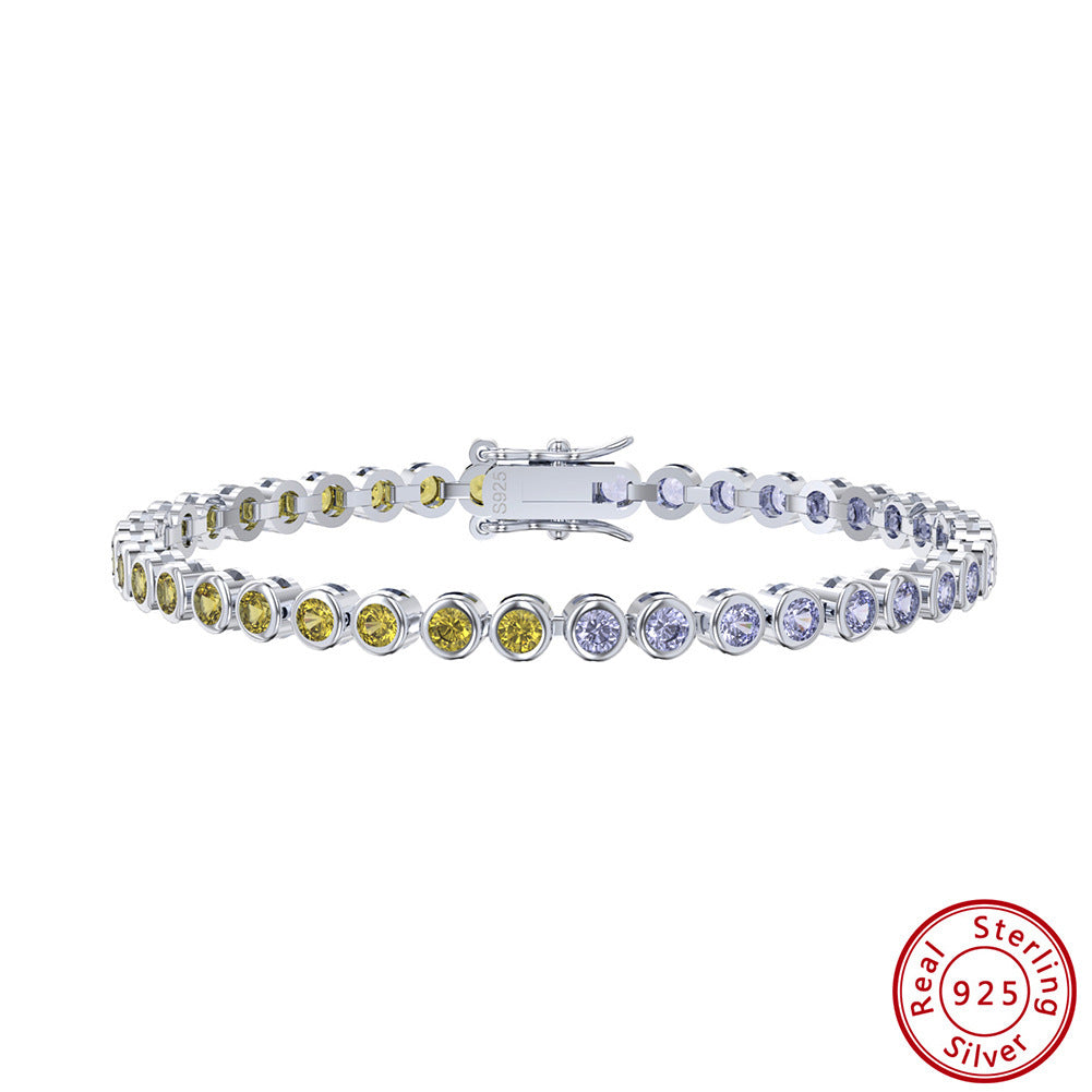 S925 Sterling Silver Two-tone Zircon Bracelet