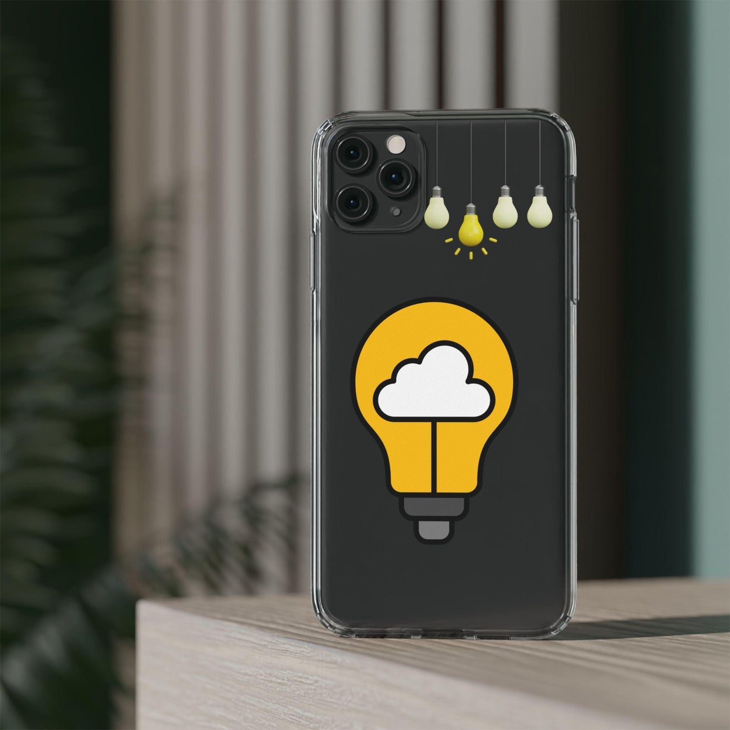 Clear Cases Bulbs with Light Representing Ideas