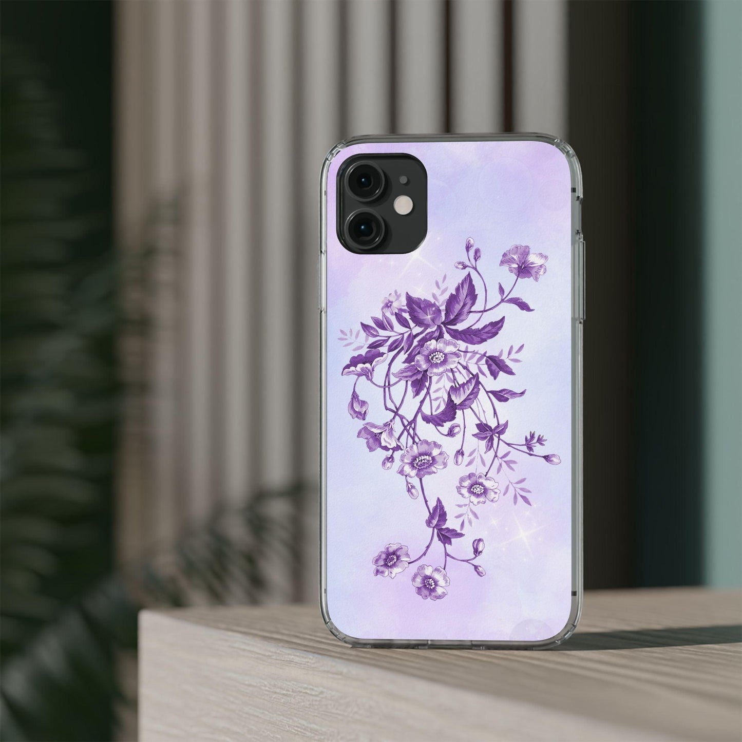 Floral design In Purple Clear Cases