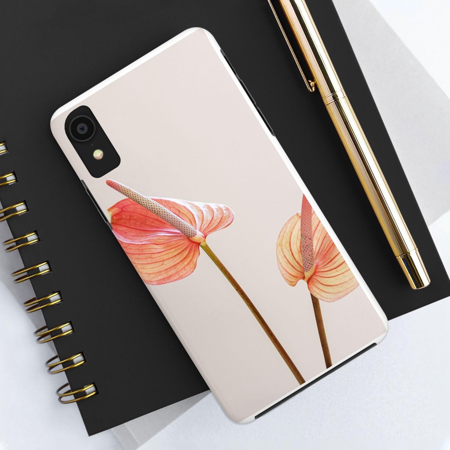 Orange Flower with Leaves Tough Phone Cases