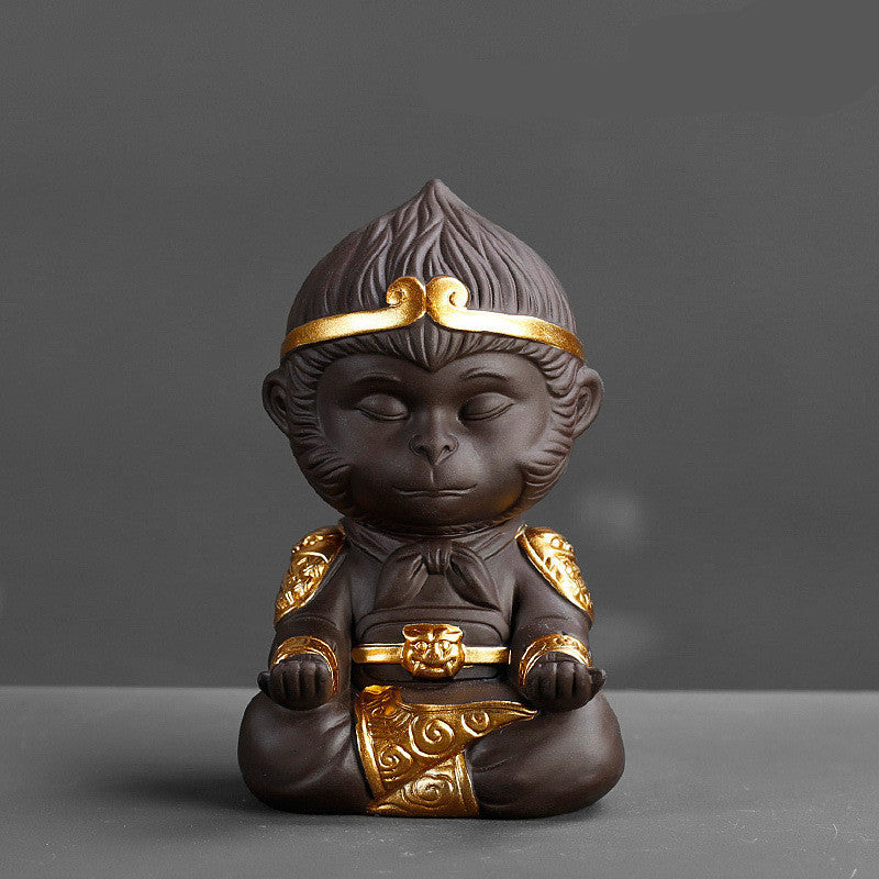 Chinese Purple Clay Tea Set, Monkey King Decor