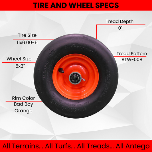11x6.00-5 Bad Boy Pneumatic Assemblies replaces 022-8049-00, 022-8055-00 (Set of Four)