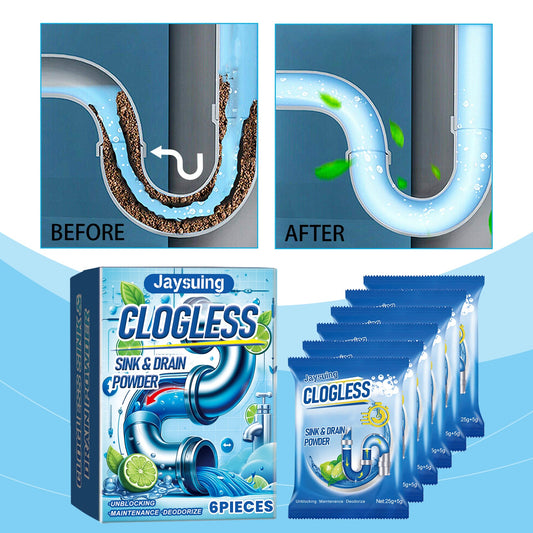 Drain Blockage Removal Powder, Kitchen Bathroom Floor Drain Pipe Cleaning Decontamination Desalting Odor