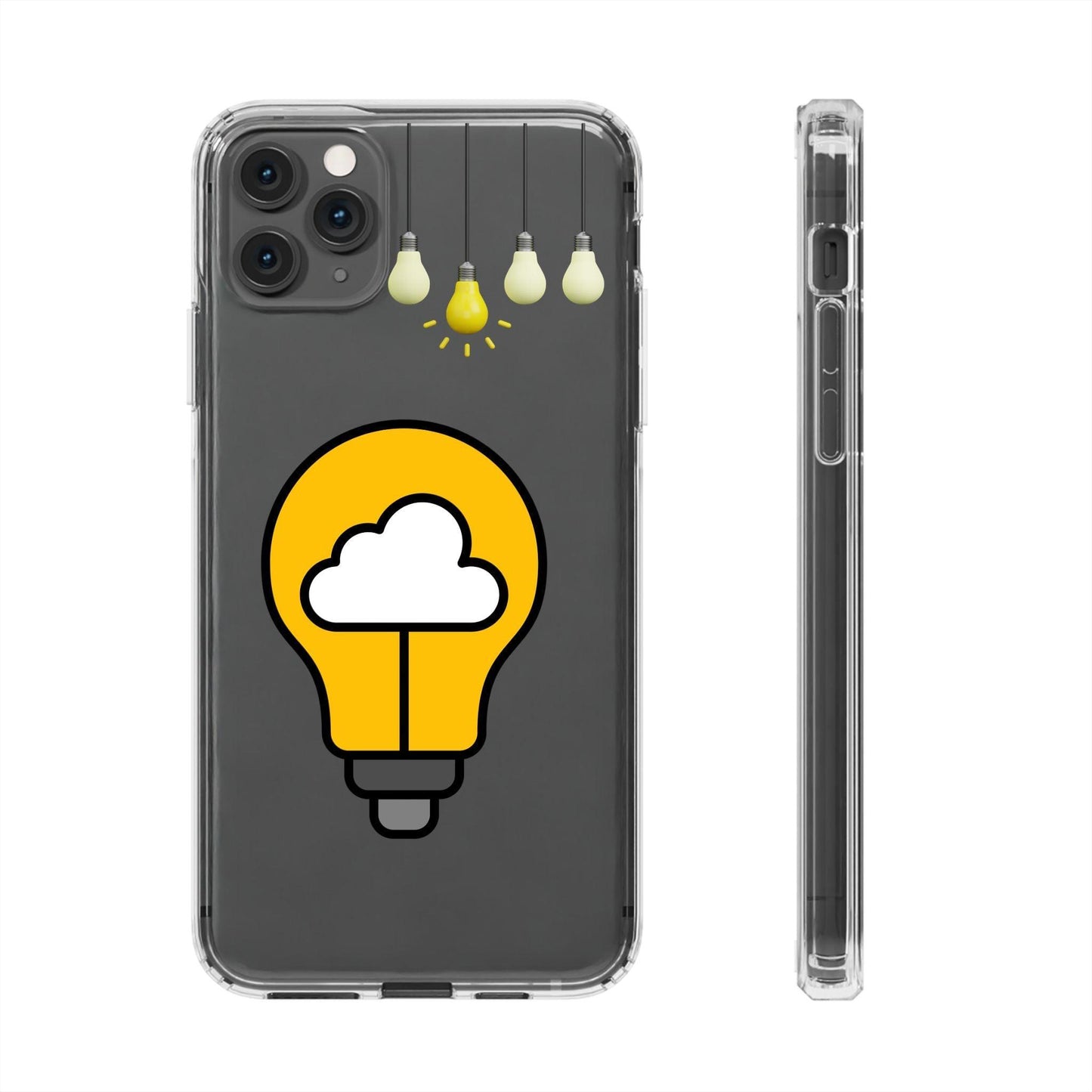 Clear Cases Bulbs with Light Representing Ideas
