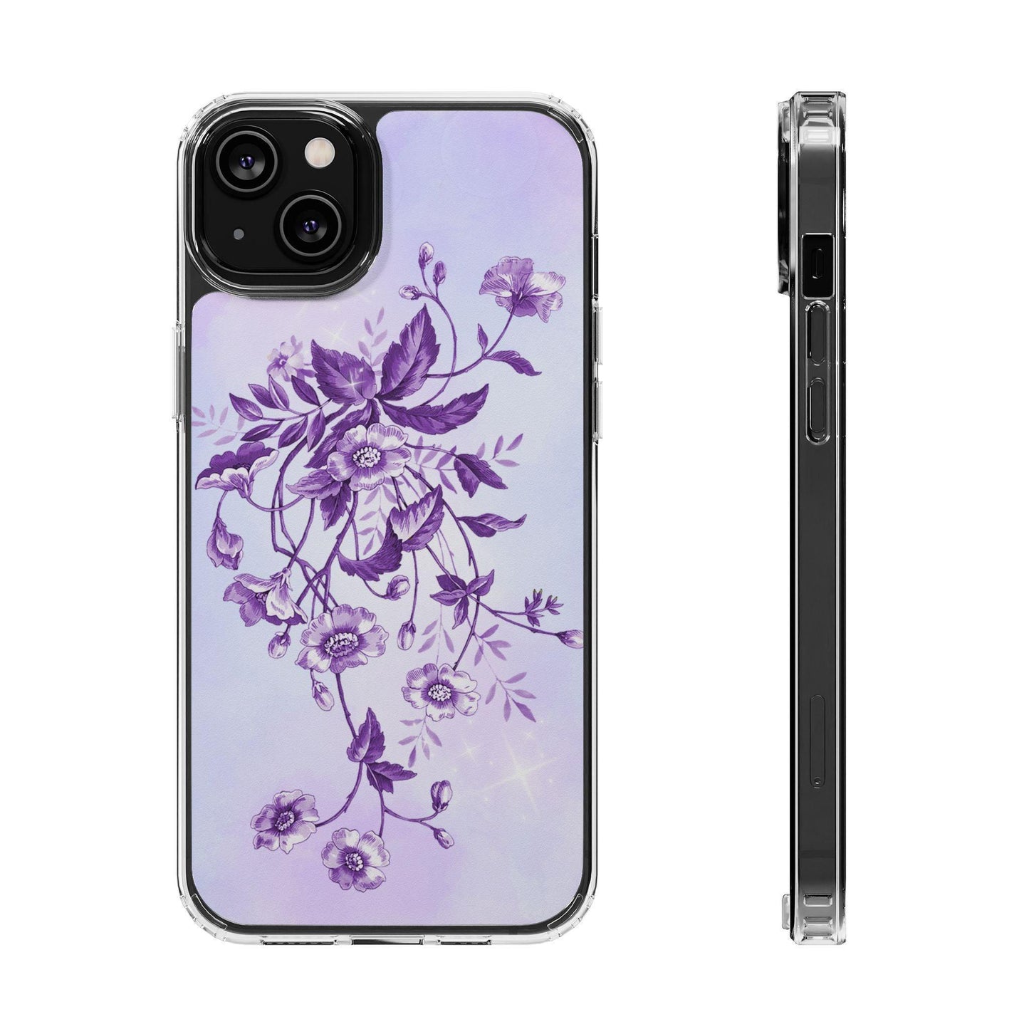 Floral design In Purple Clear Cases