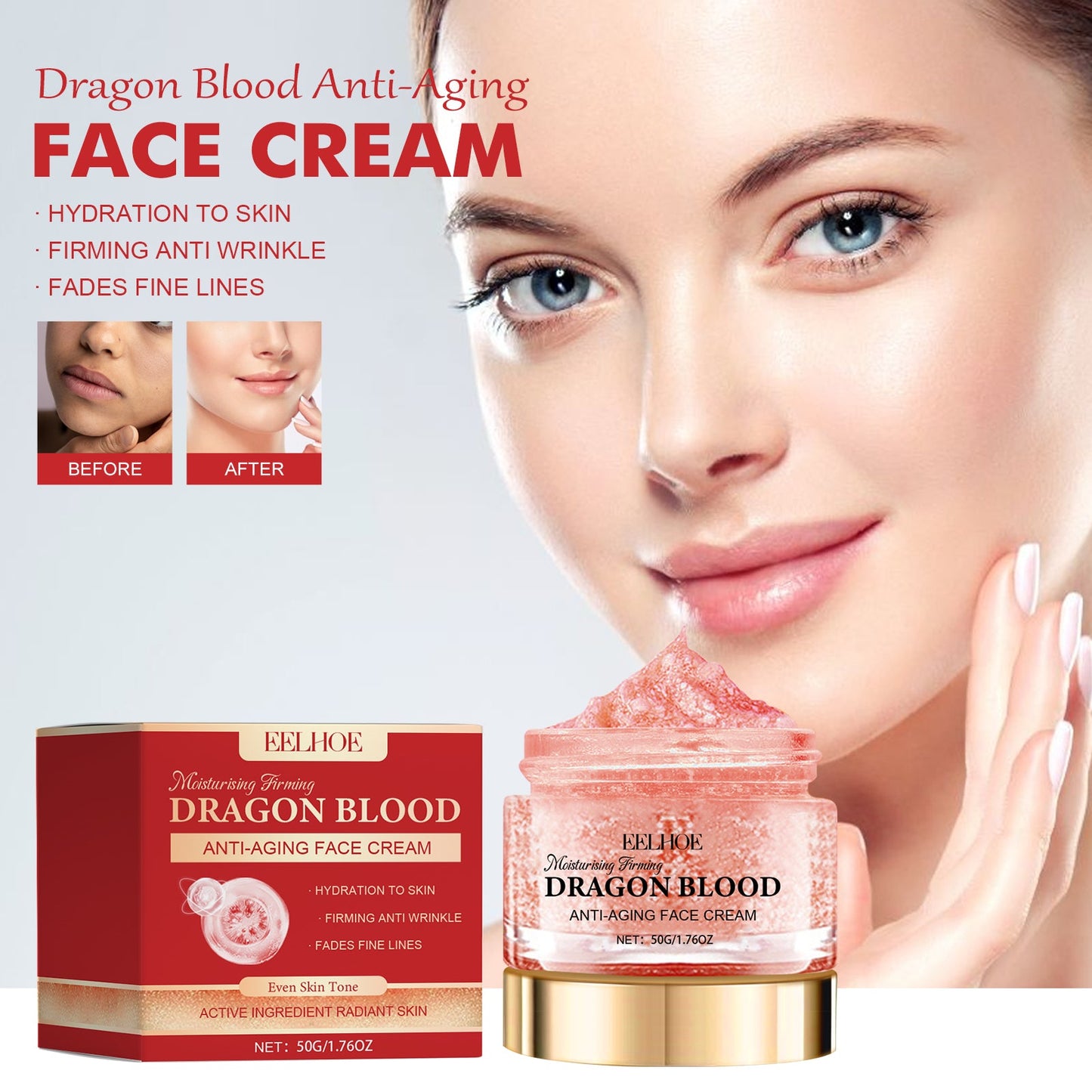 Dragon Blood Anti-Aging Face Cream, Fade Out Fine Lines And Pores It Moisturizes Carry Bright Color Of Skin Firming Skin