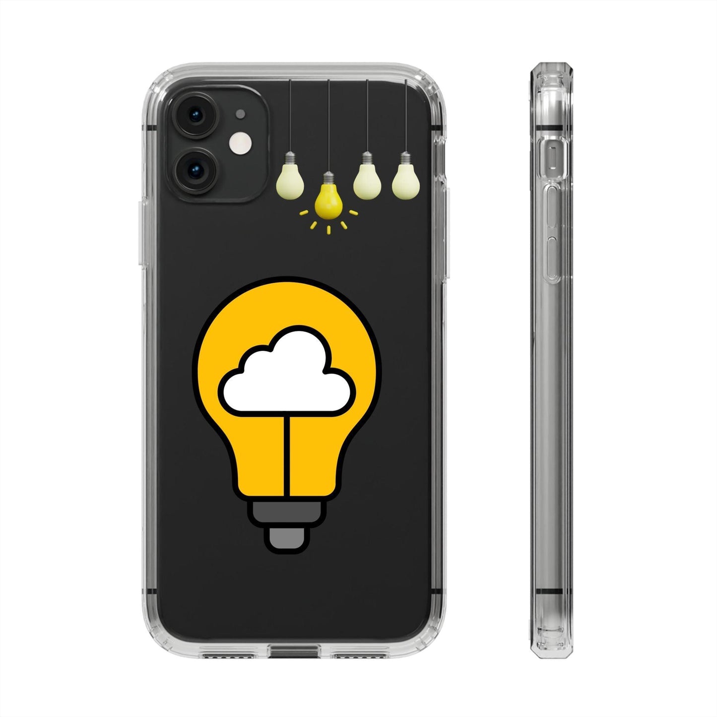Clear Cases Bulbs with Light Representing Ideas