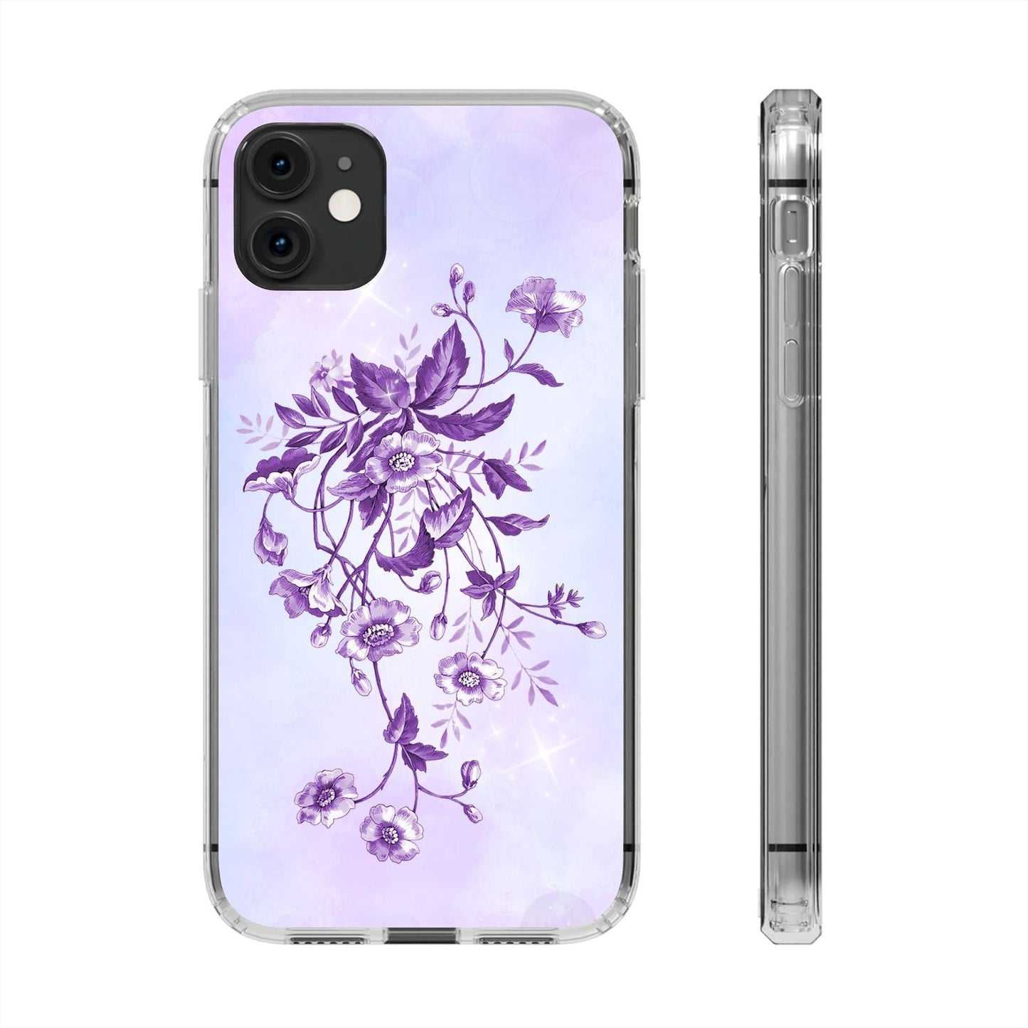Floral design In Purple Clear Cases