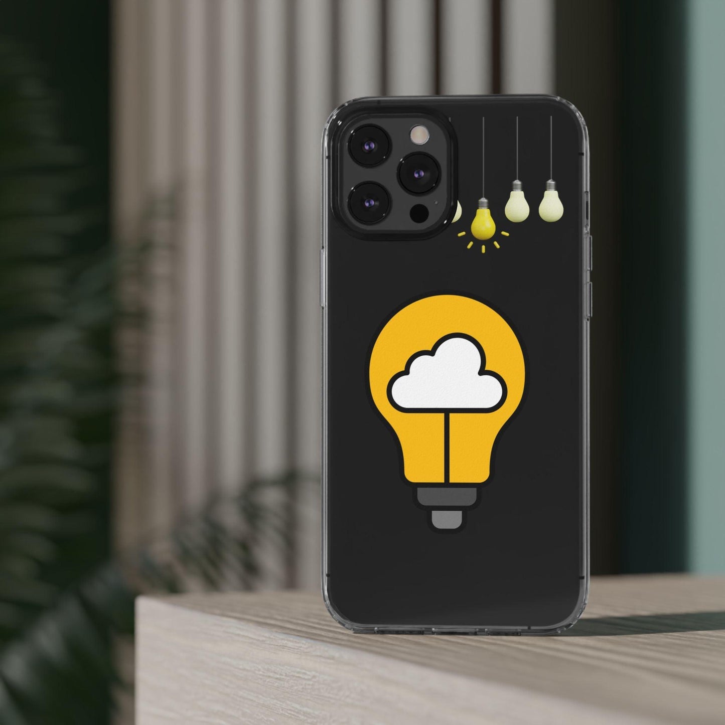 Clear Cases Bulbs with Light Representing Ideas