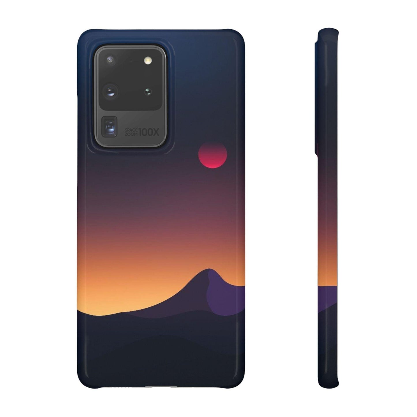 Samsung Soft Silicon Case with Minimalist Sunset Mountain Landscape Design