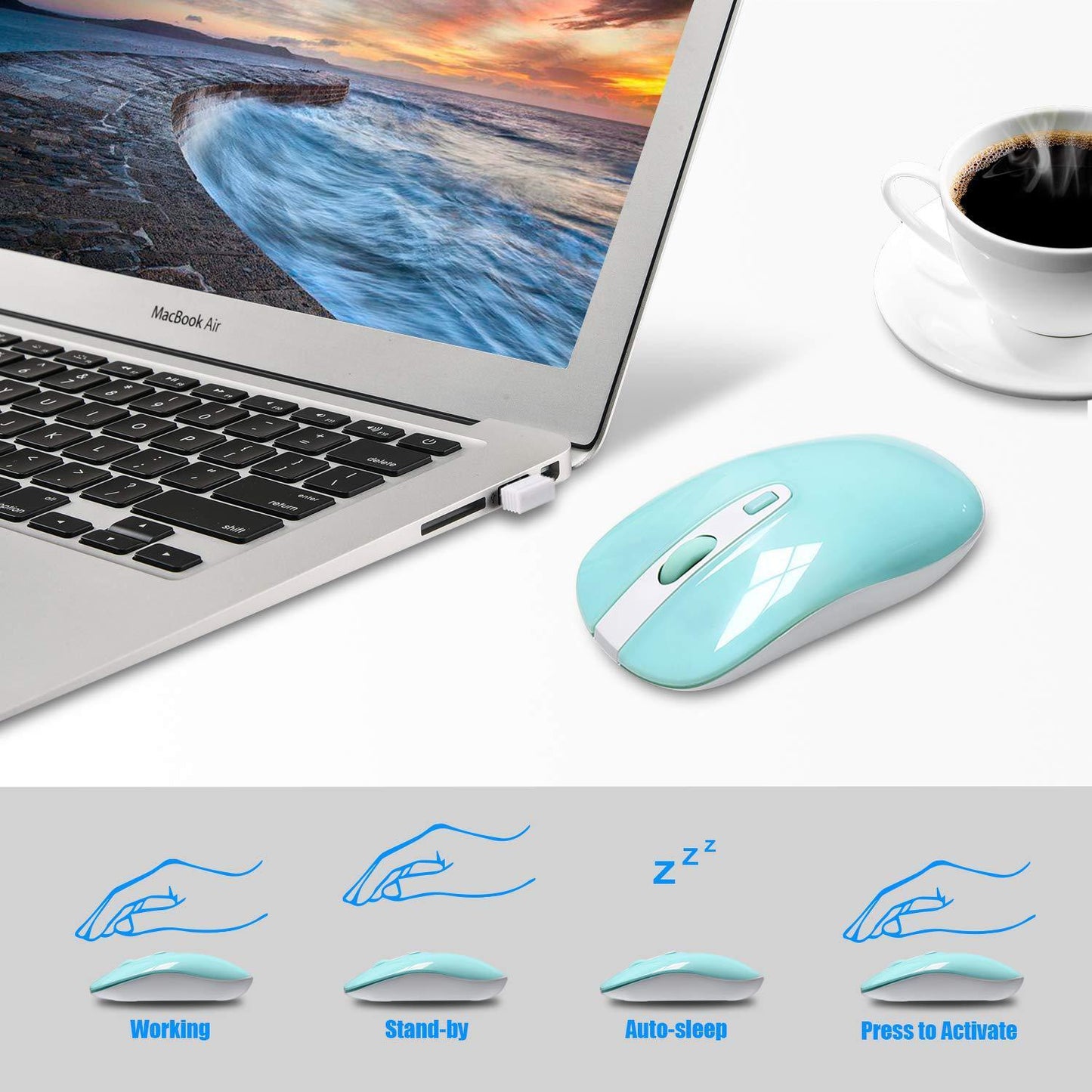 Fashion 2.4G Wireless Keyboard Mouse Set for Desktops/Laptops