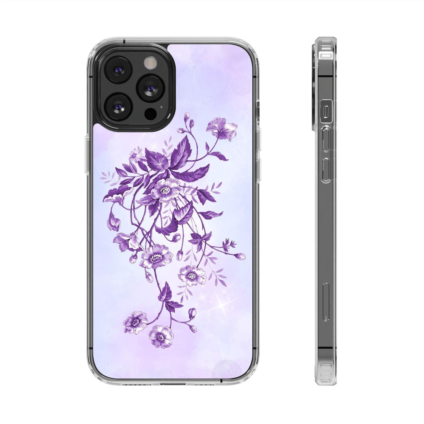 Floral design In Purple Clear Cases