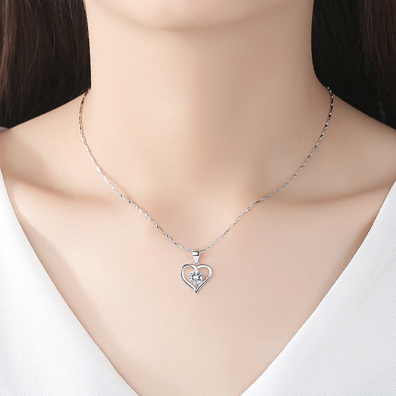 S999 Sterling Silver Heart Pendant Necklace