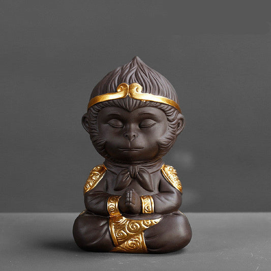 Chinese Purple Clay Tea Set, Monkey King Decor