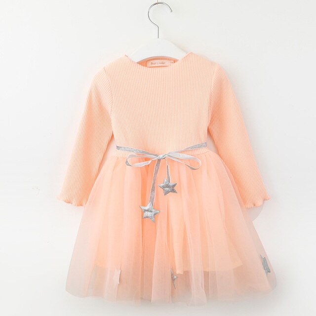 Bear Leader Girls Dress Pentagram Princess Dress Brand Girls Clothes Children Clothing European and American Style Girls Dresses