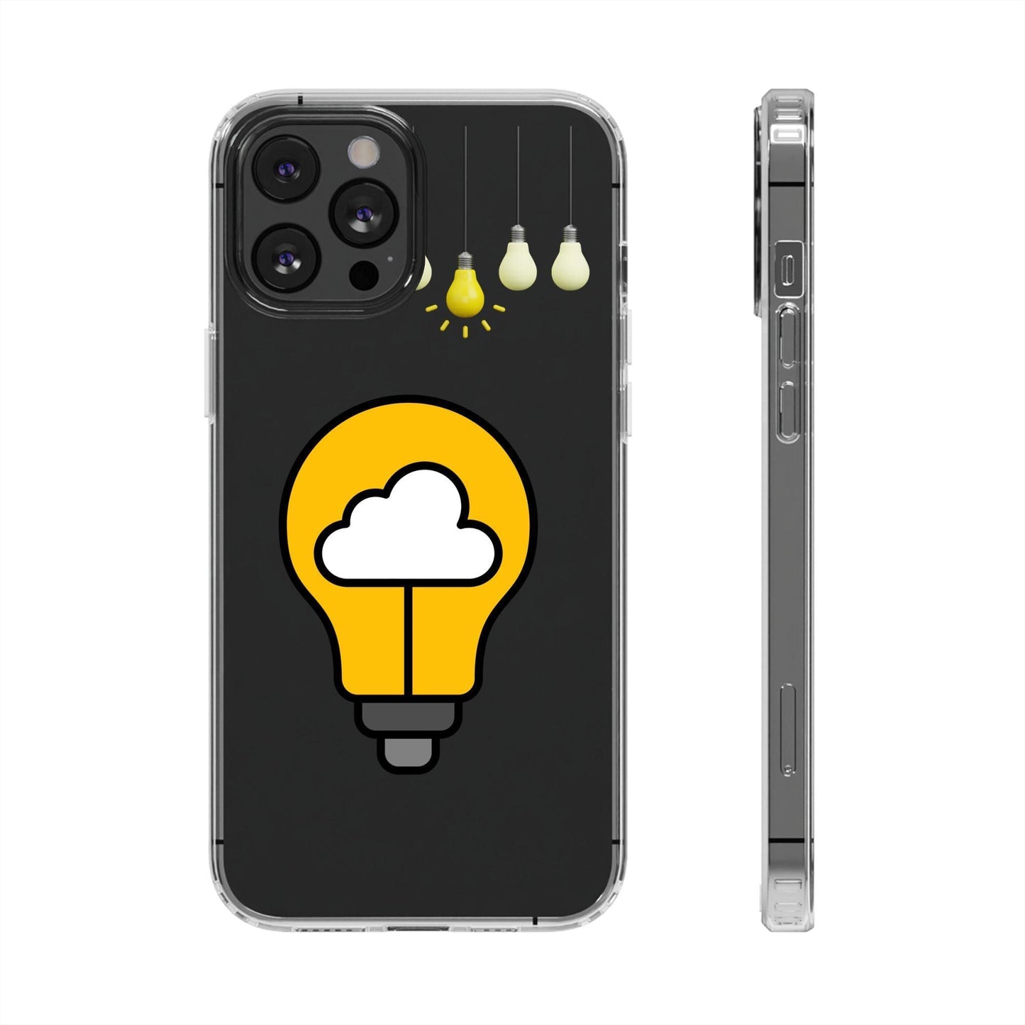 Clear Cases Bulbs with Light Representing Ideas