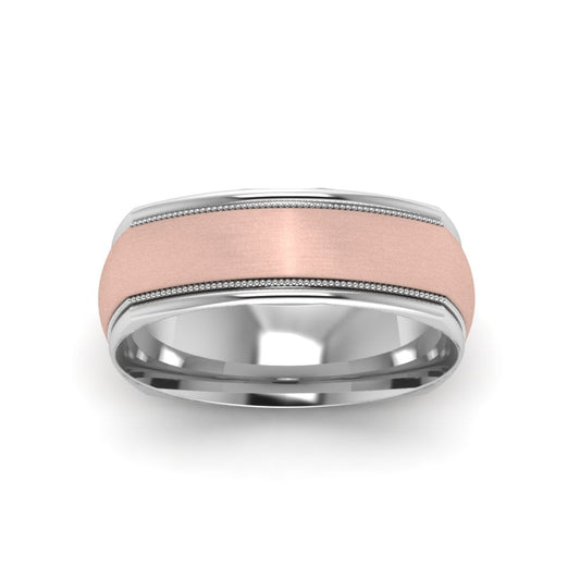 Two Tone Milgrain Square Mens Band Ring