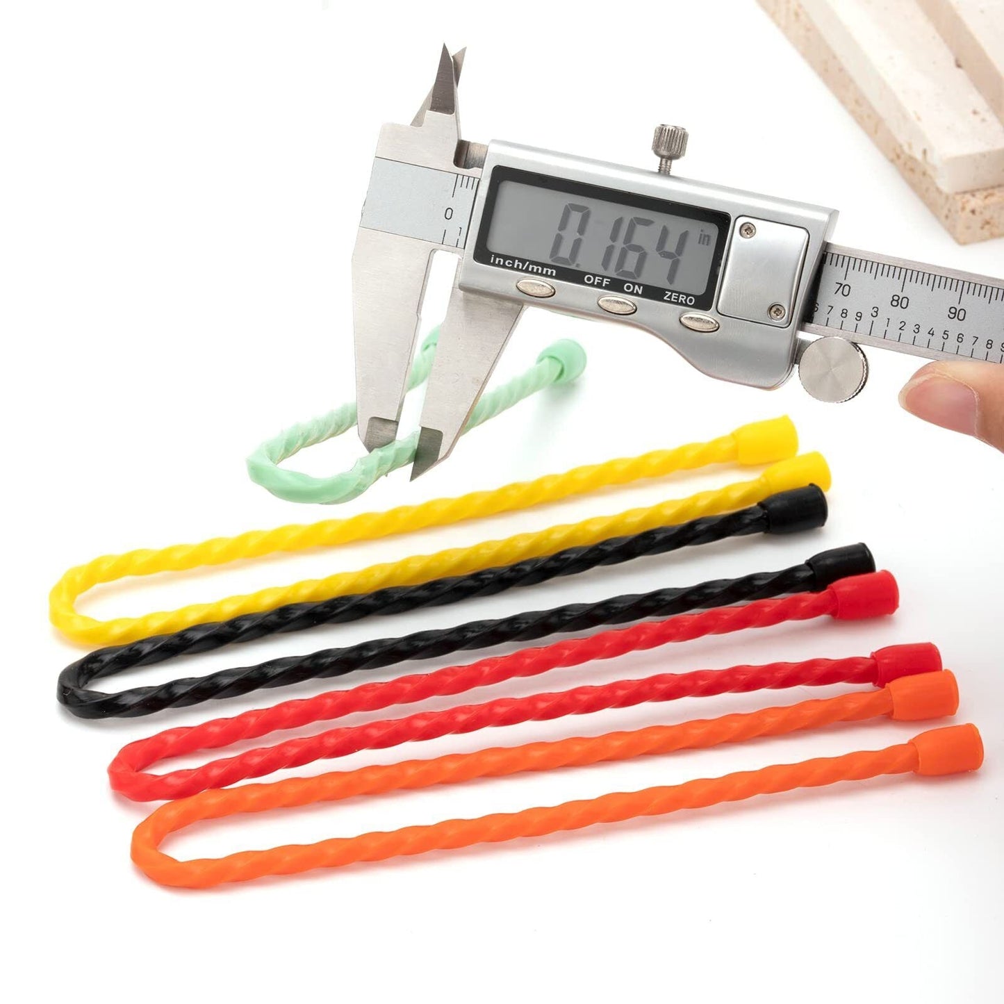 10 Pcs 18 Inch Silicone Cable Ties Reusable Rubber Twist Ties for Indoor Outdoor