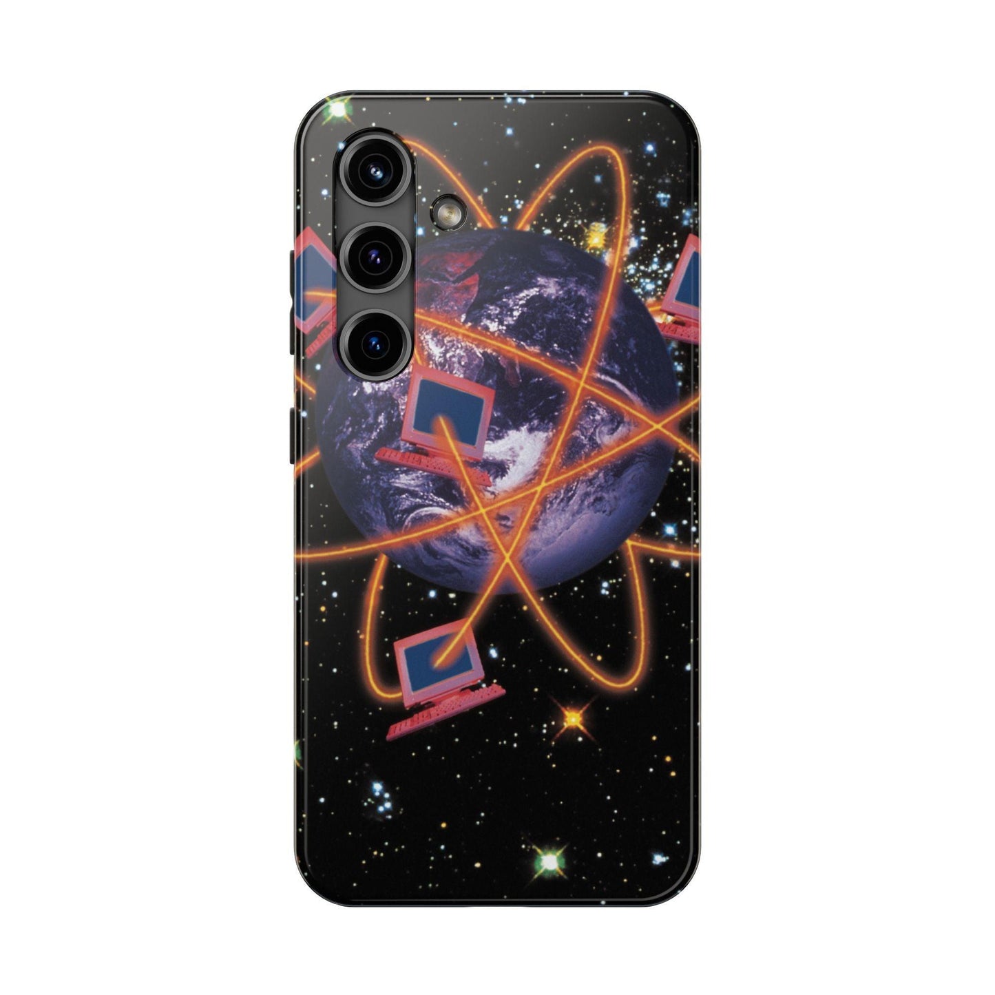Computer Galaxy Printed With Orbiting Tough Phone Cases