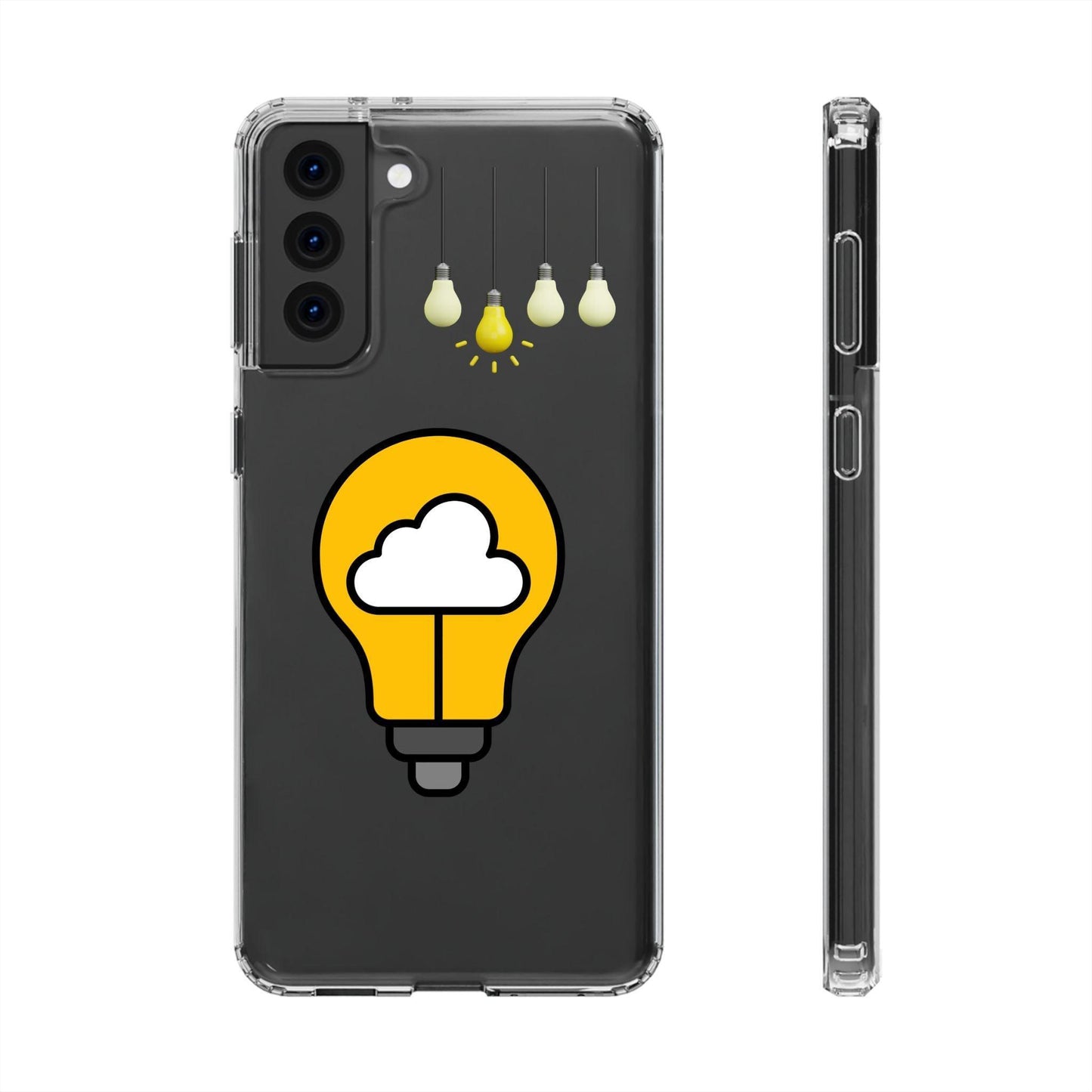 Clear Cases Bulbs with Light Representing Ideas
