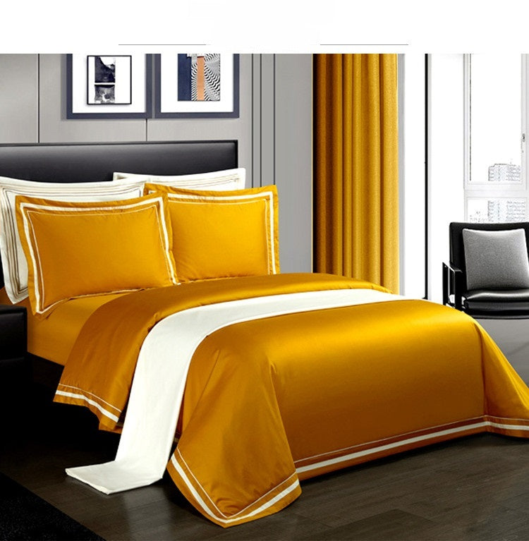 Four-piece Cotton Solid Color Quilt Cover