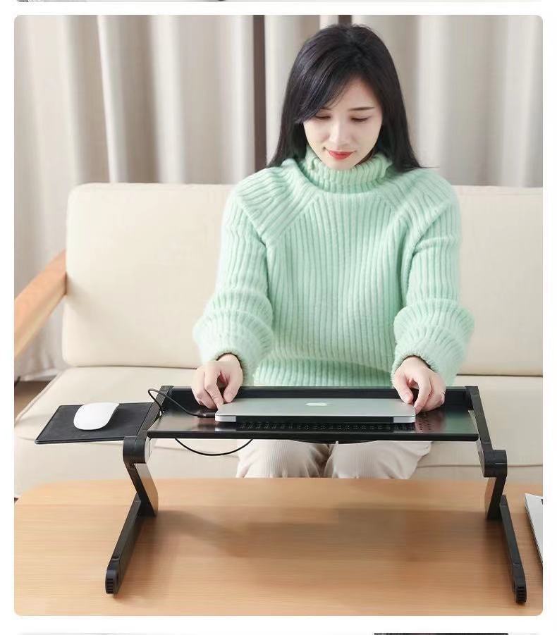 Folding Notebook Computer Desk with Dual Fans for Stability