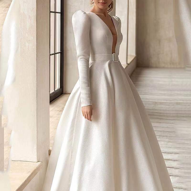 Elegant White Satin Dress