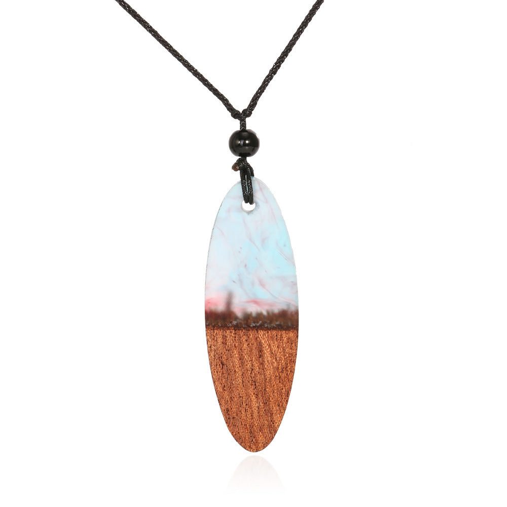 Resin & Wood Pendant Necklace
