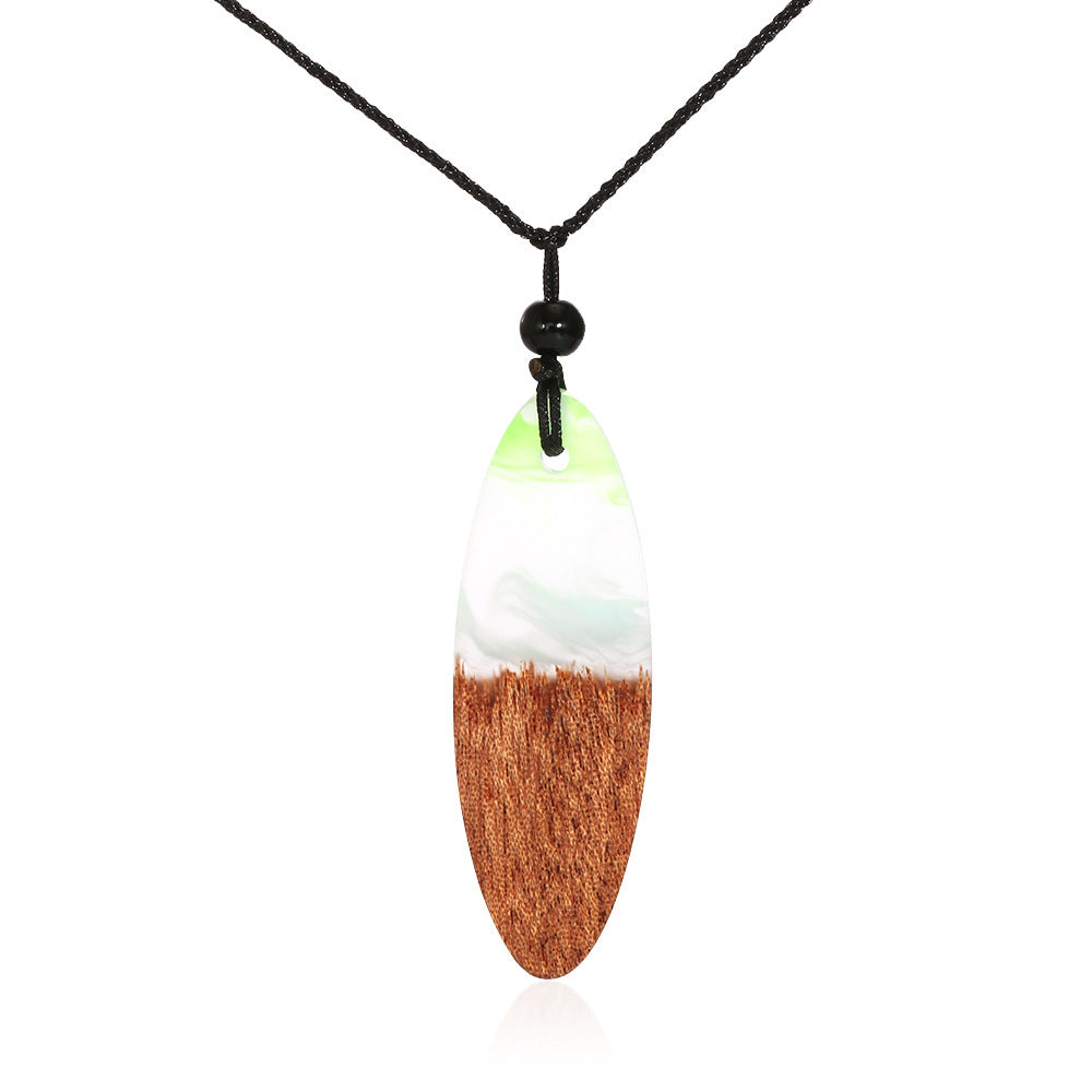 Resin & Wood Pendant Necklace