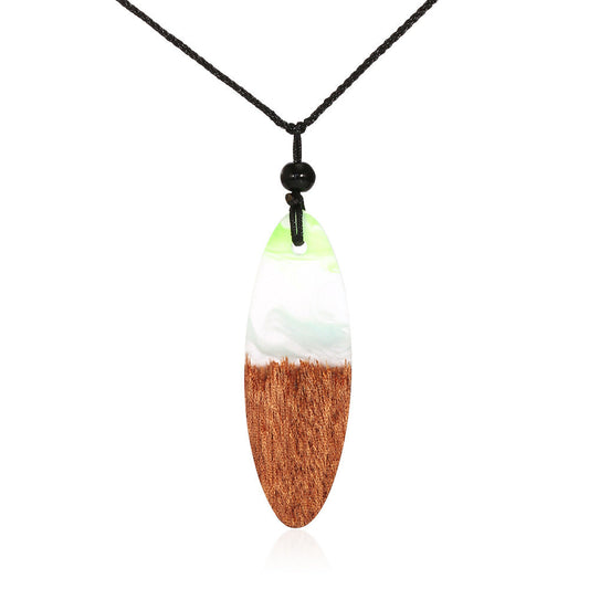 Resin & Wood Pendant Necklace