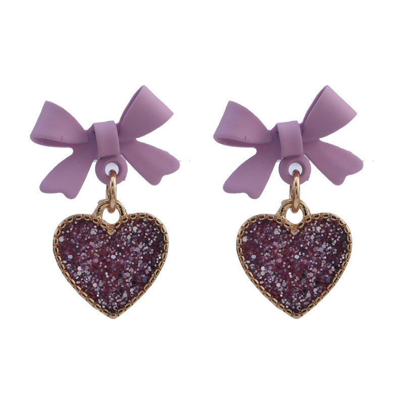 Korean Style Purple Bow Clip-On Earrings