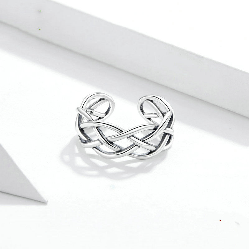 Bamoer Sterling Silver Woven Texture Ring