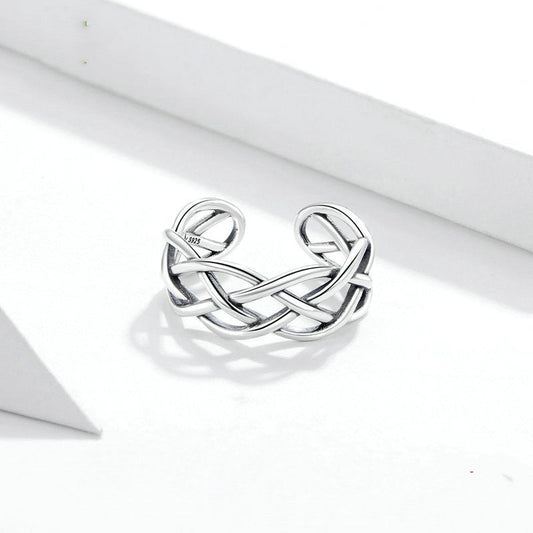 Bamoer Sterling Silver Woven Texture Ring