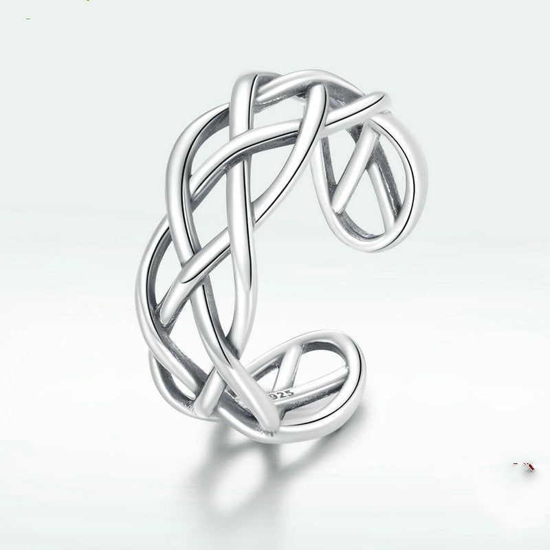 Bamoer Sterling Silver Woven Texture Ring