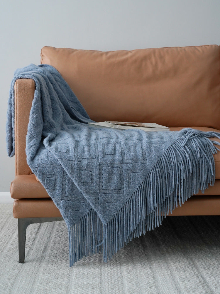 Jacquard Knitted Bed Tail Towel Winter Blanket