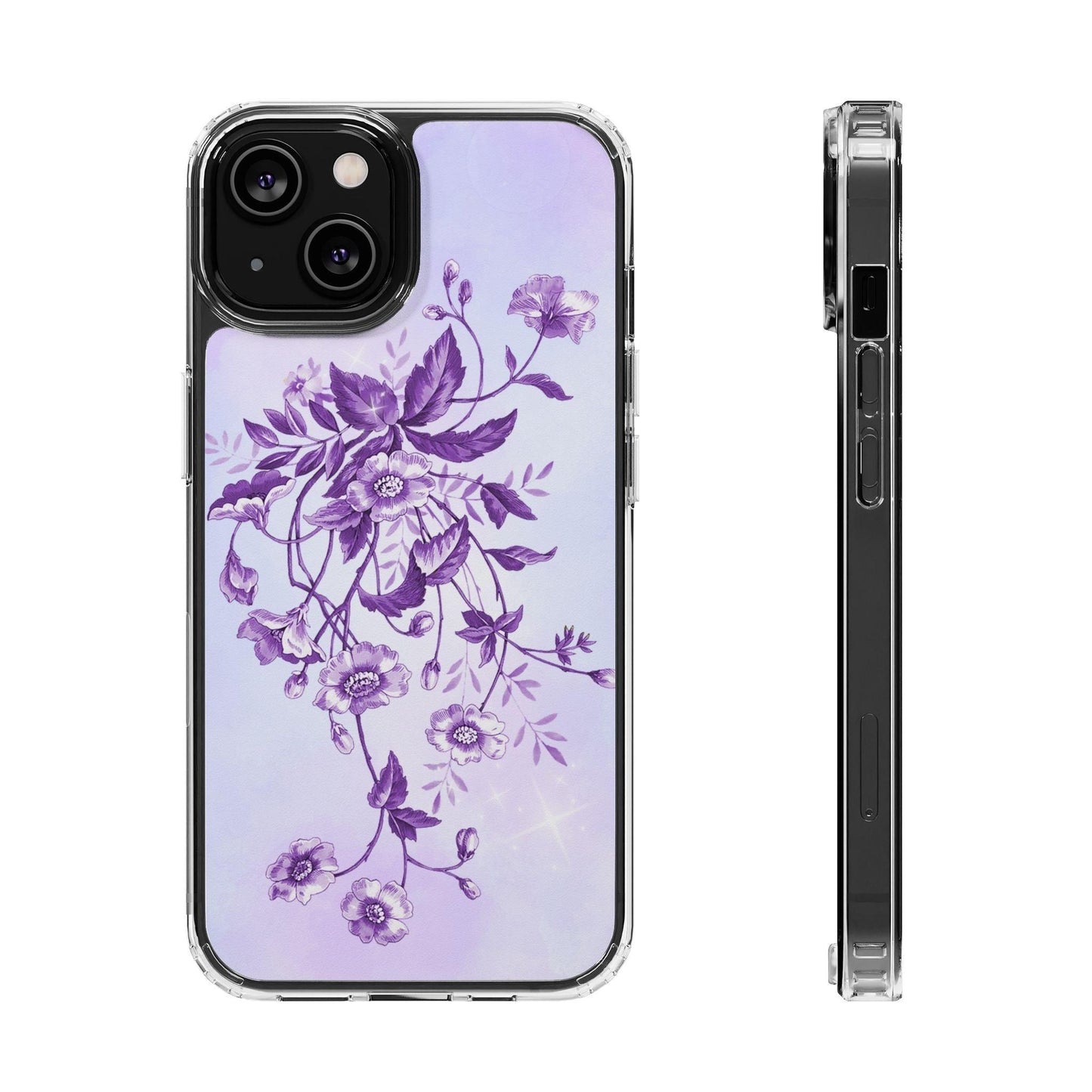 Floral design In Purple Clear Cases