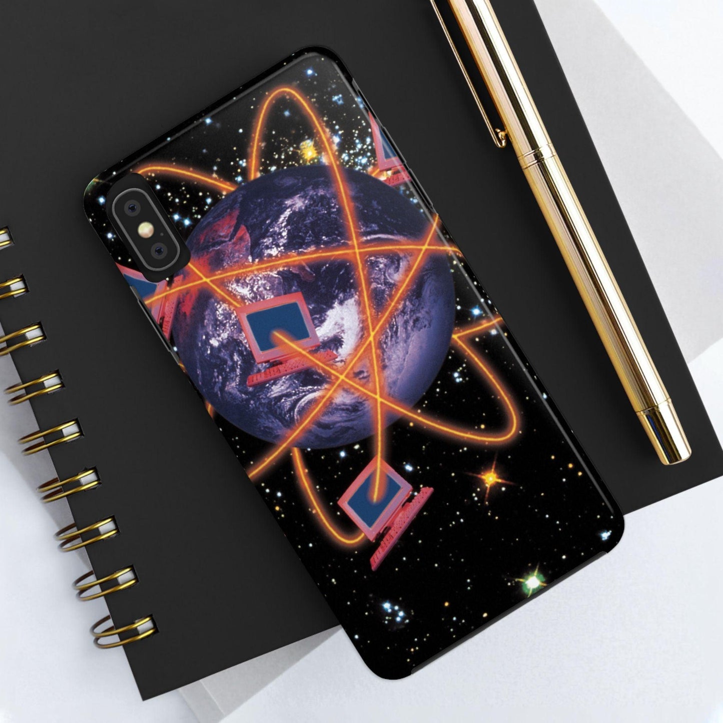 Computer Galaxy Printed With Orbiting Tough Phone Cases