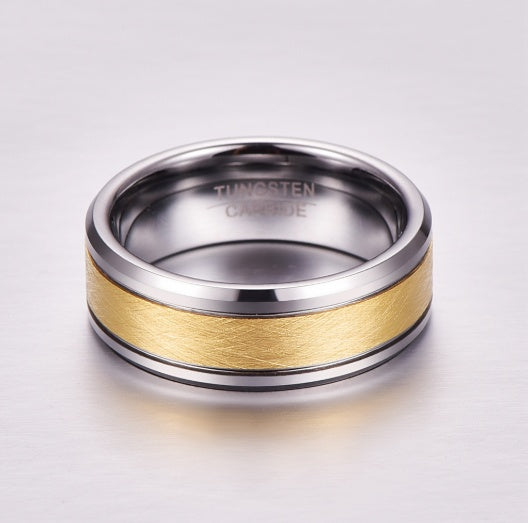 Men's 8mm Gold Tungsten Wedding Band