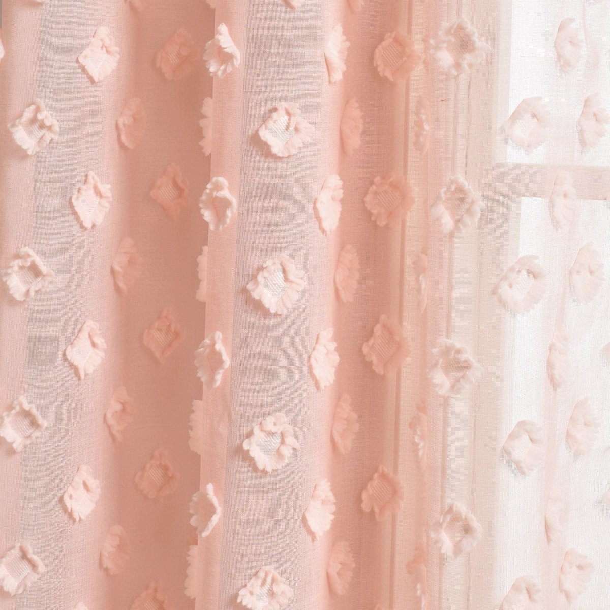 Textured Dot Grommet Sheer Window Curtain Panel Set