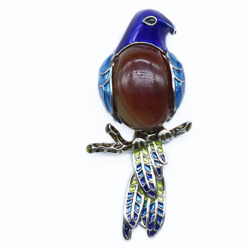 Gemstone Inlaid Brooch Pendant
