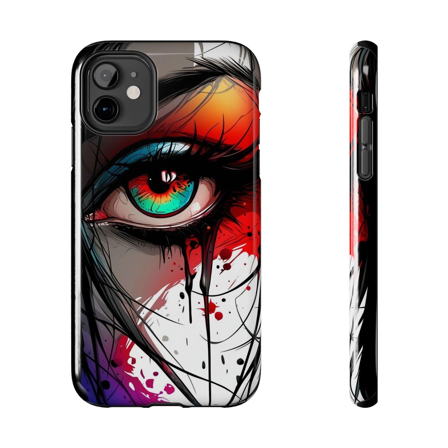 Girl Colorful Eye Painted Printed Tough Phone Case for iPhone & Samsung Galaxy - Artistic & Vibrant Design