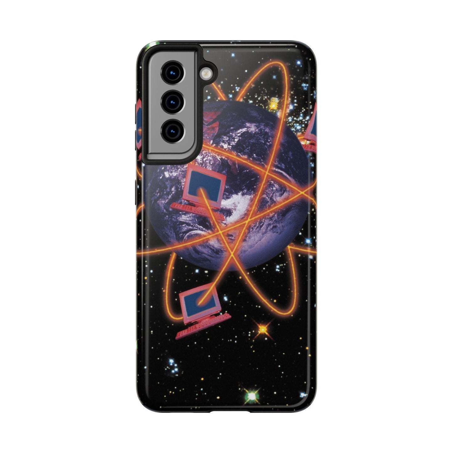 Computer Galaxy Printed With Orbiting Tough Phone Cases
