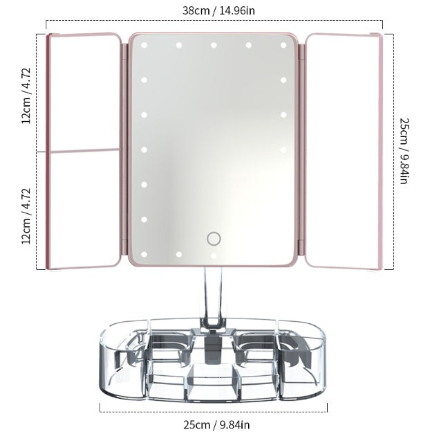 Foldable Magnifying Makeup Mirror with Lamp