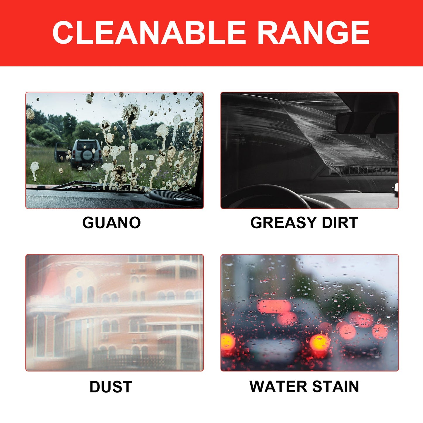 RAYHONG Glass Detergent, Car Front Windshield Window Stain Remover Oil Film Cleaner