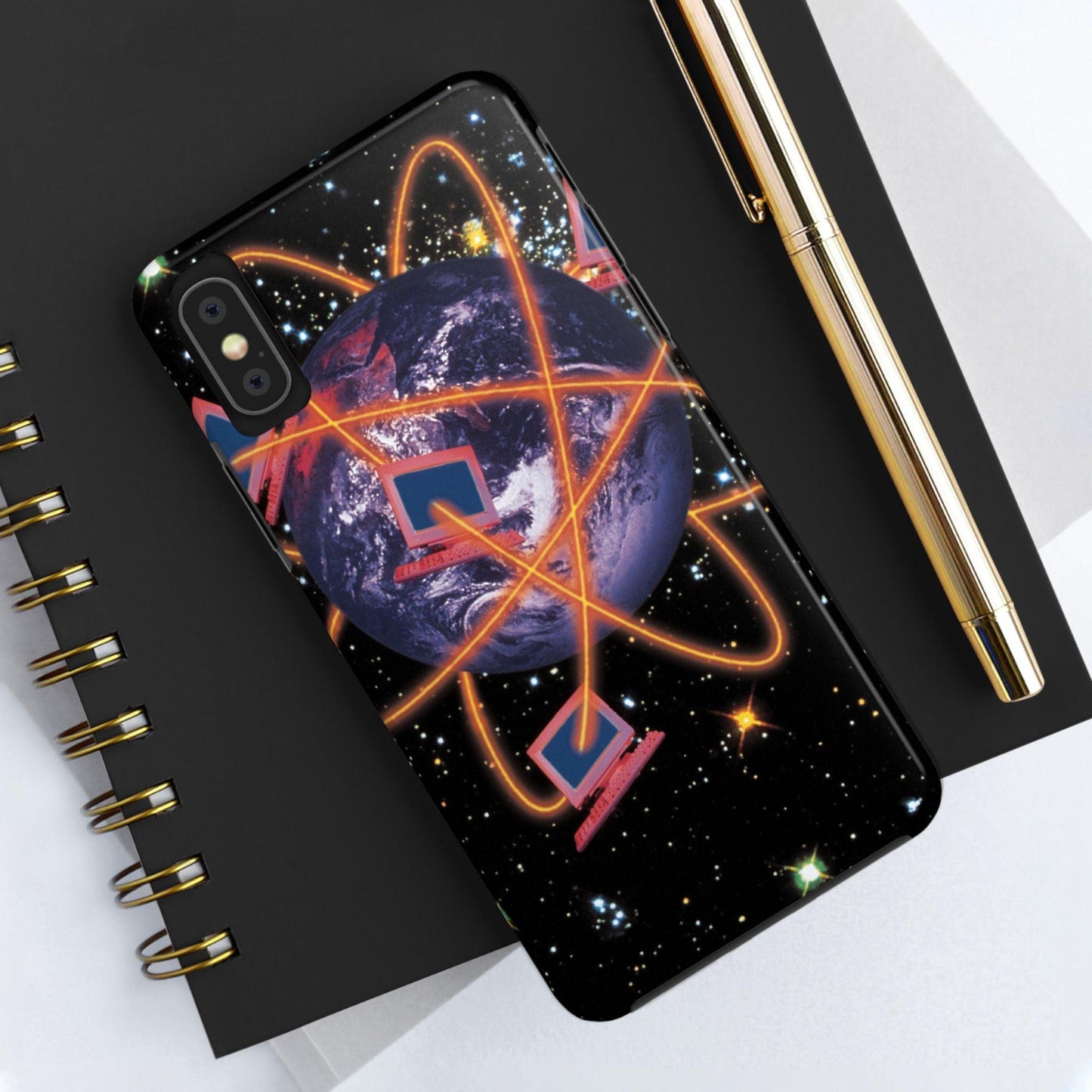 Computer Galaxy Printed With Orbiting Tough Phone Cases