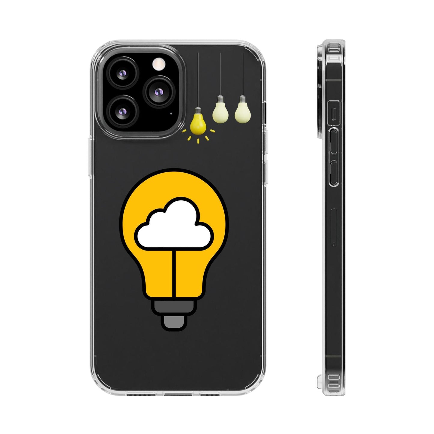 Clear Cases Bulbs with Light Representing Ideas