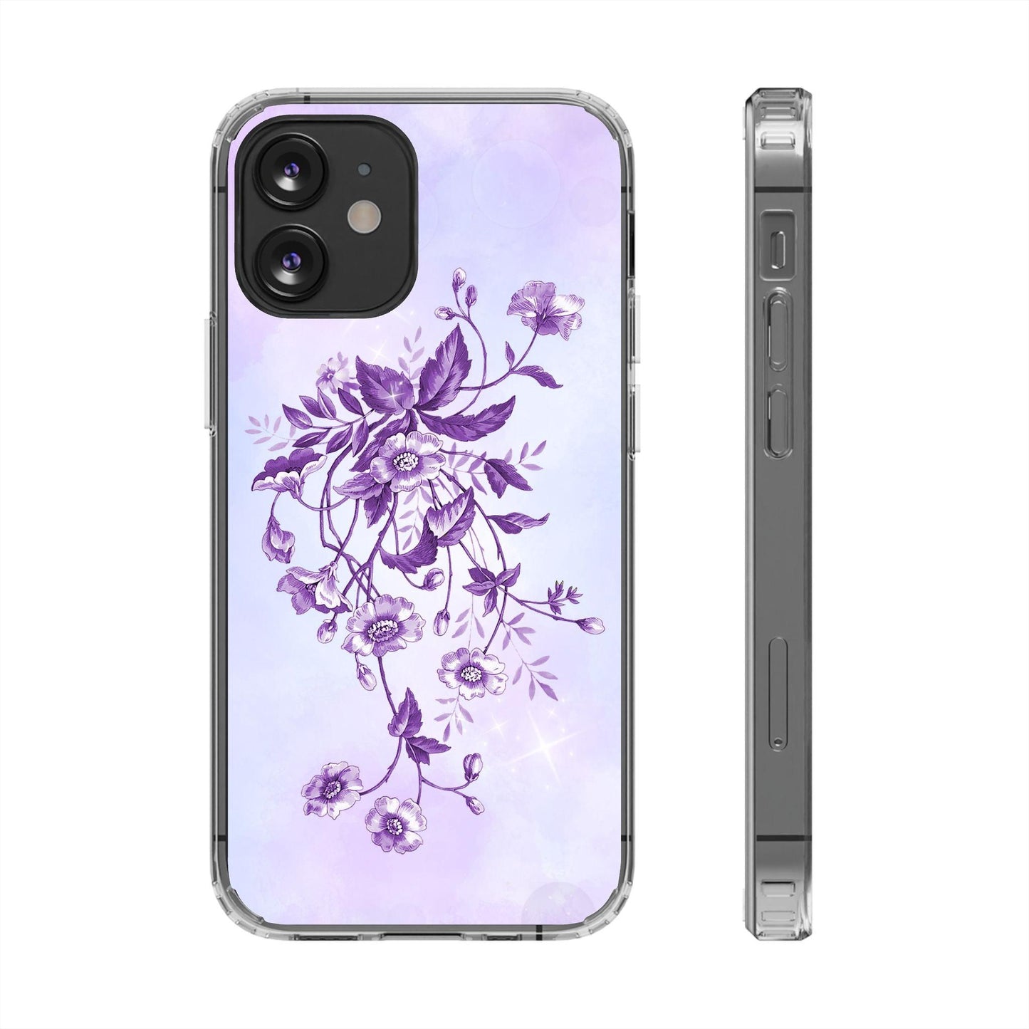 Floral design In Purple Clear Cases