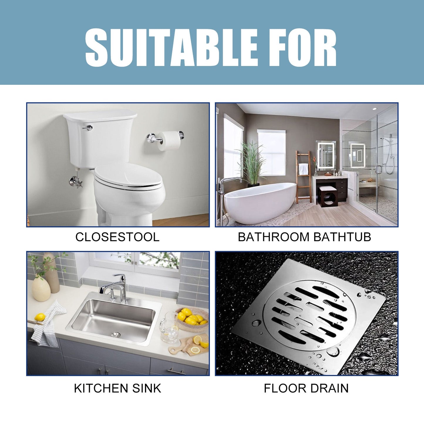 Drain Unclogger, Kitchen Toilet Sewer Pipe Oil Blockage Cleaning Dredging Deodorization