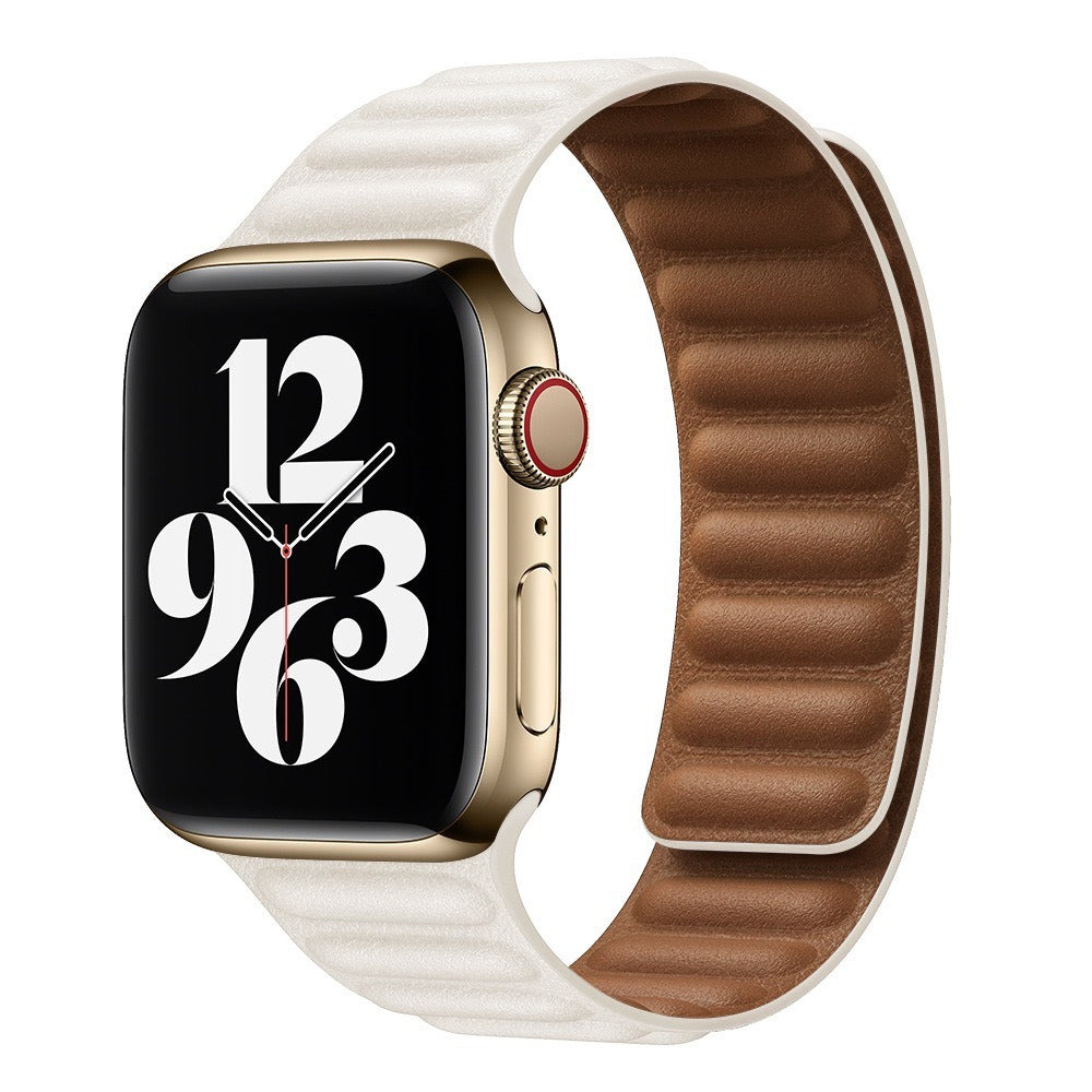 Suitable For iwatch8 Watchband S7 SE 6/5/43 Magnetic Suction New Leather Loopback Chain Apple Watch Wristband