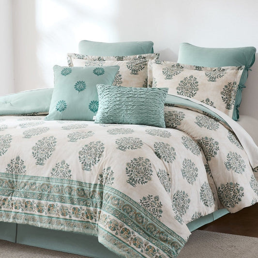 Sofia Flower Block Bouquet Cotton Comforter Set